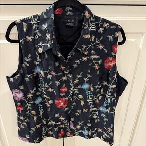 SilkLand Women's Floral Embroidered Blouse - Black with Multicolor